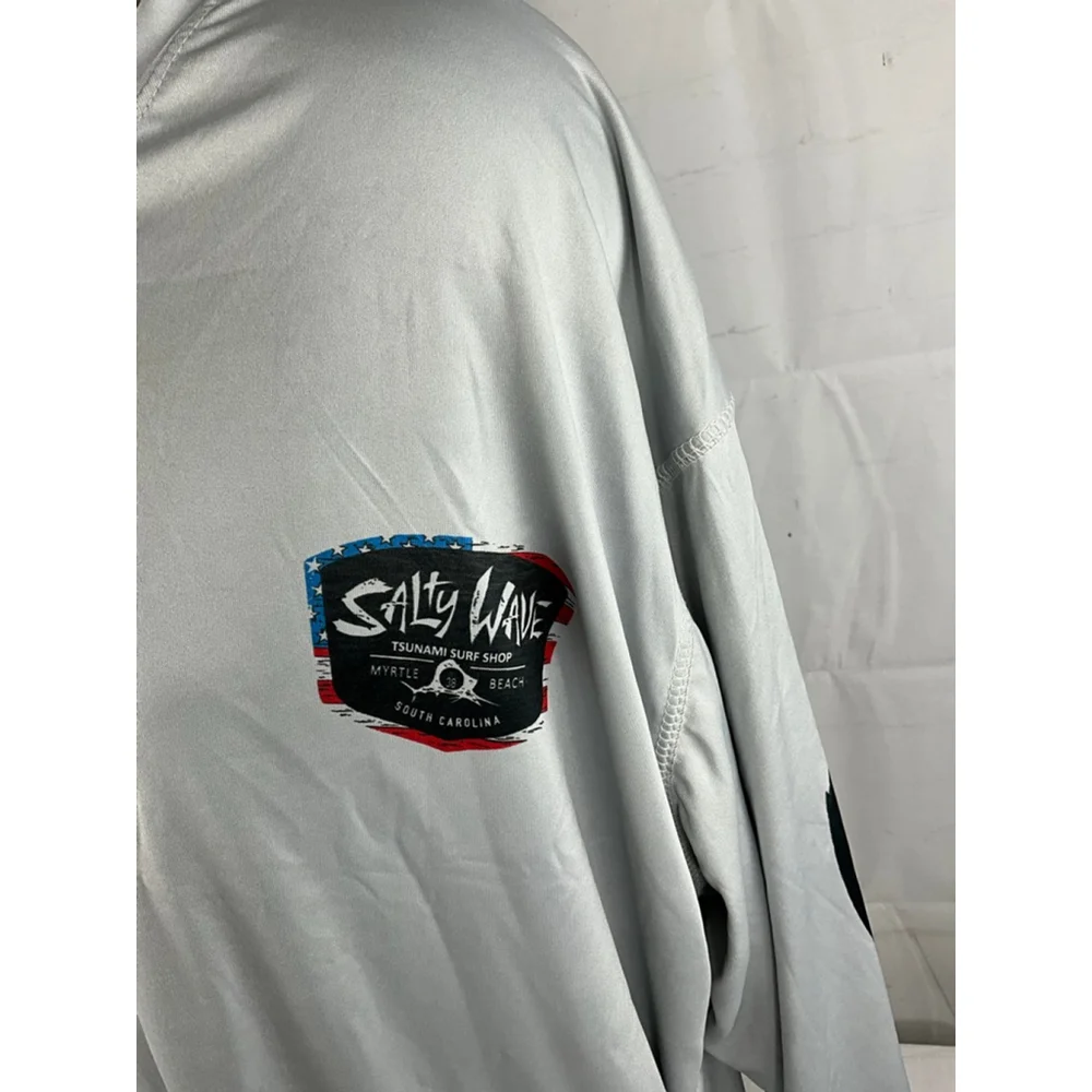 Men's Salty Wave Long Sleeve Shirt Gray/White Size XXL